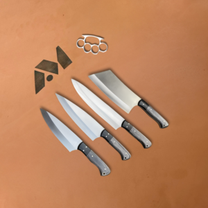 Handmade 4-Piece Chef Knife Set – Stainless Steel, Pakkawood Handles