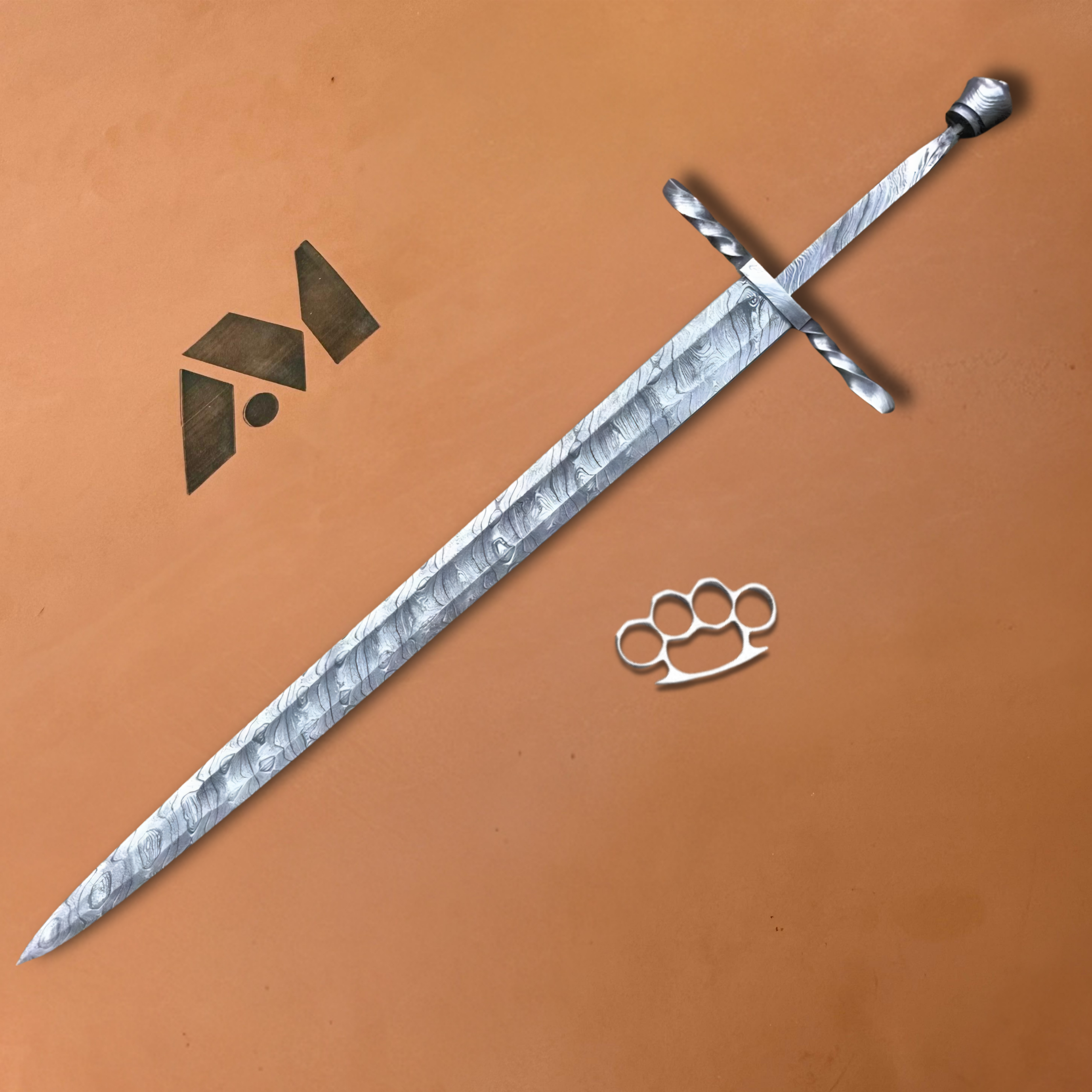 Damascus Steel Viking Sword Blank 28 Inch Full Tang Blade for Making