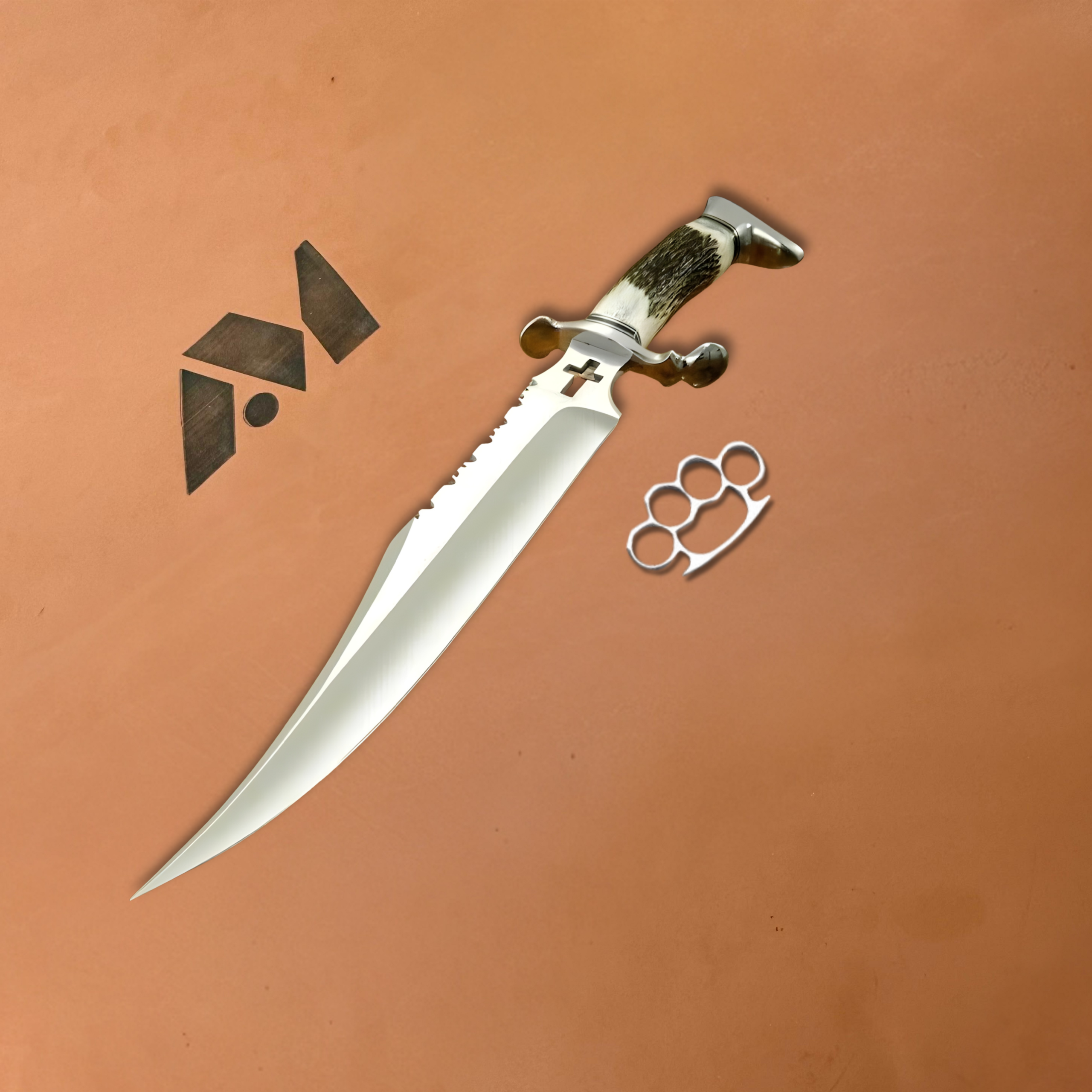 Handmade Bowie Knife 5160 Carbon Steel Blade with Deer Horn Handle Gift