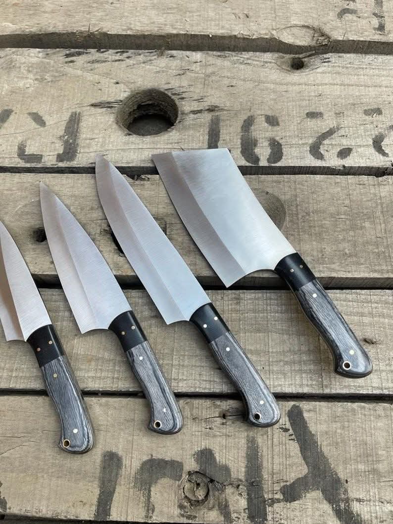 Handmade 4-Piece Chef Knife Set – Stainless Steel, Pakkawood Handles - Image 5