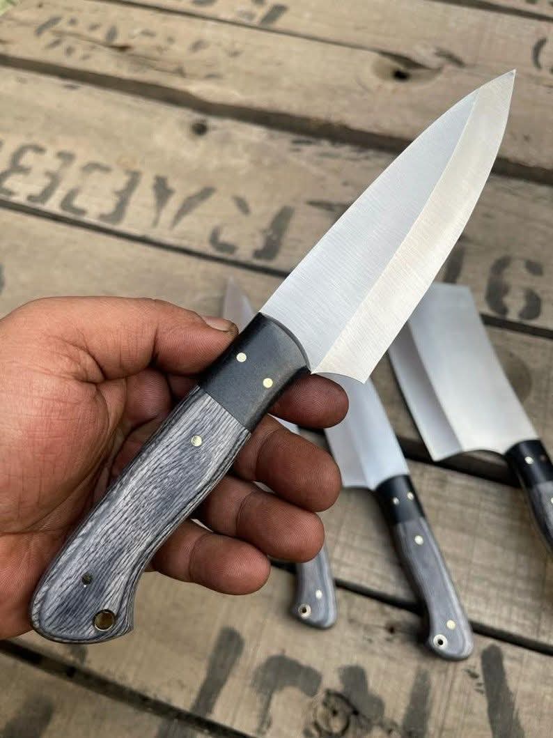 Handmade 4-Piece Chef Knife Set – Stainless Steel, Pakkawood Handles - Image 3