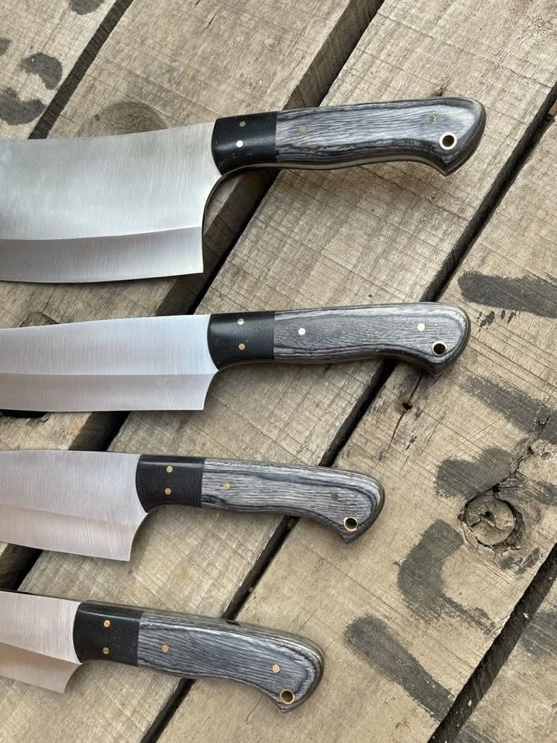 Handmade 4-Piece Chef Knife Set – Stainless Steel, Pakkawood Handles - Image 6