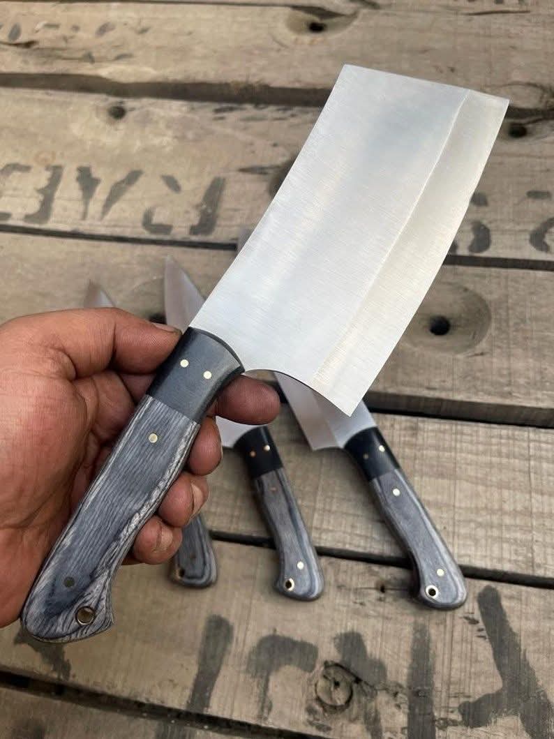 Handmade 4-Piece Chef Knife Set – Stainless Steel, Pakkawood Handles - Image 4