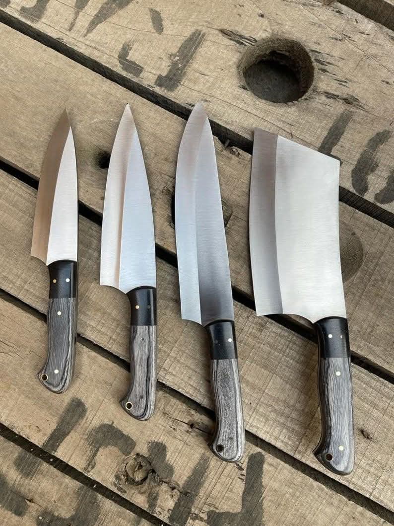 Handmade 4-Piece Chef Knife Set – Stainless Steel, Pakkawood Handles - Image 7
