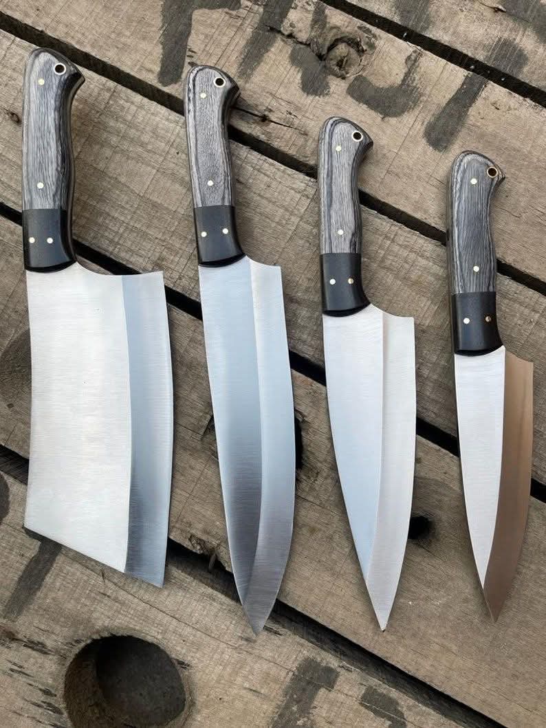 Handmade 4-Piece Chef Knife Set – Stainless Steel, Pakkawood Handles - Image 8