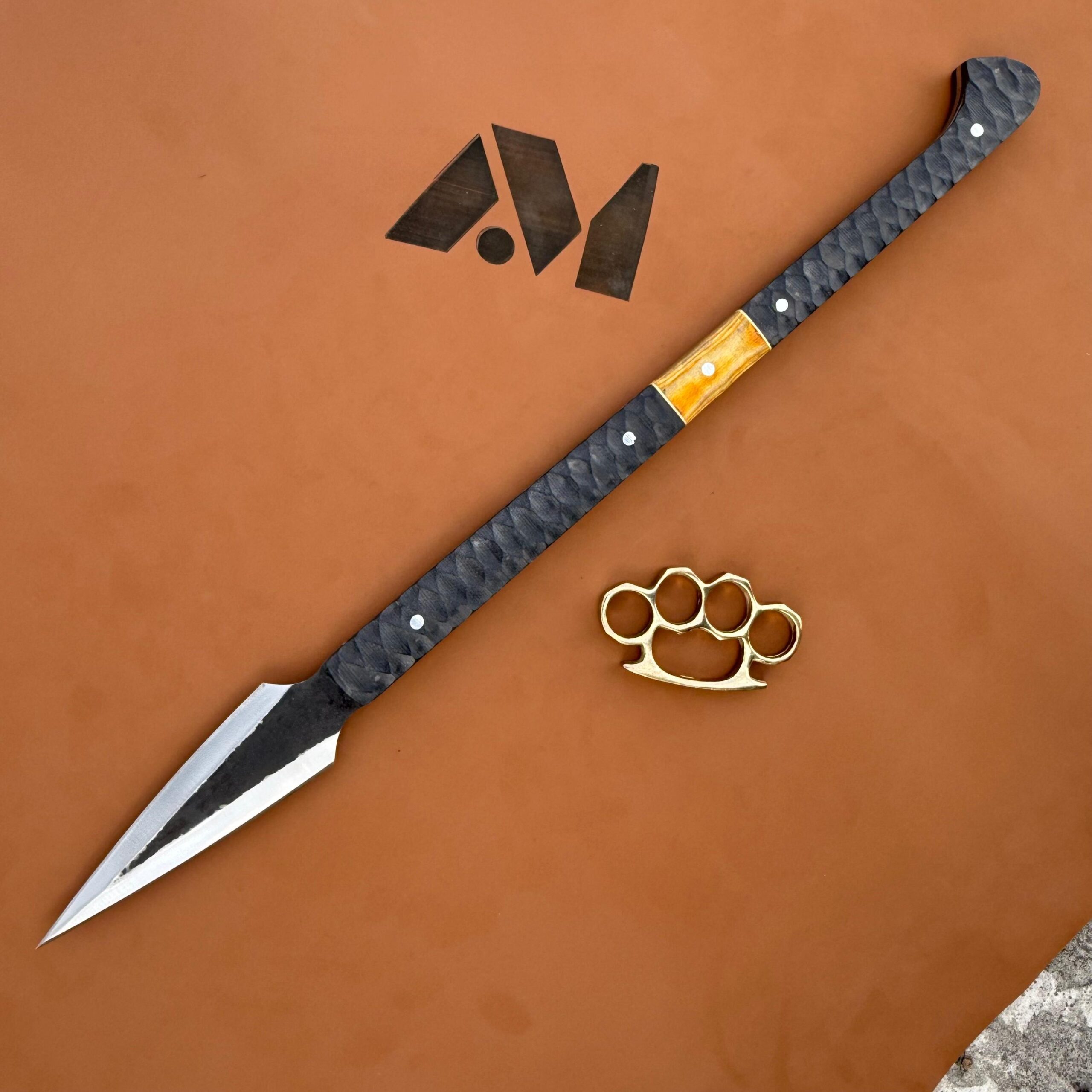 Hand Forged Steel Sword Leather Scabbard Medieval Style Collectible - Image 4