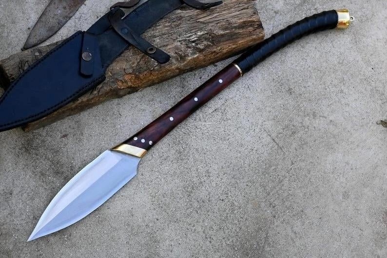 Hand-forged Viking Leaf Spear High Carbon Steel – Norse Collectible - Image 6