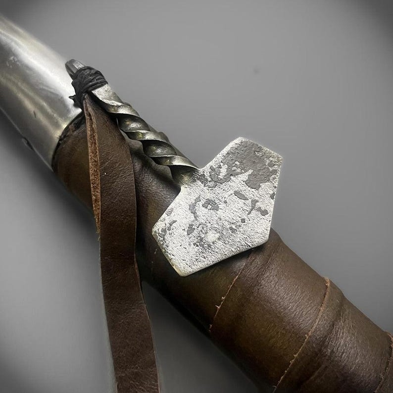 Hand Forged Viking Spear Ash Wood Handle Etched Steel Collector Piece - Image 3