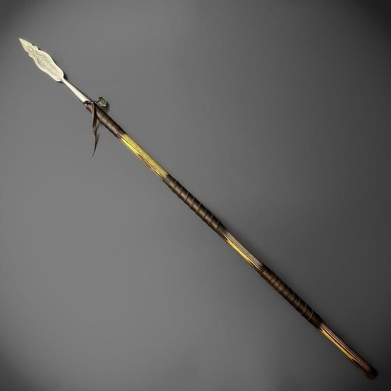 Hand Forged Viking Spear Ash Wood Handle Etched Steel Collector Piece - Image 7