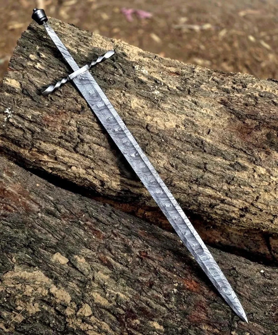 Damascus Steel Viking Sword Blank 28 Inch Full Tang Blade for Making - Image 5