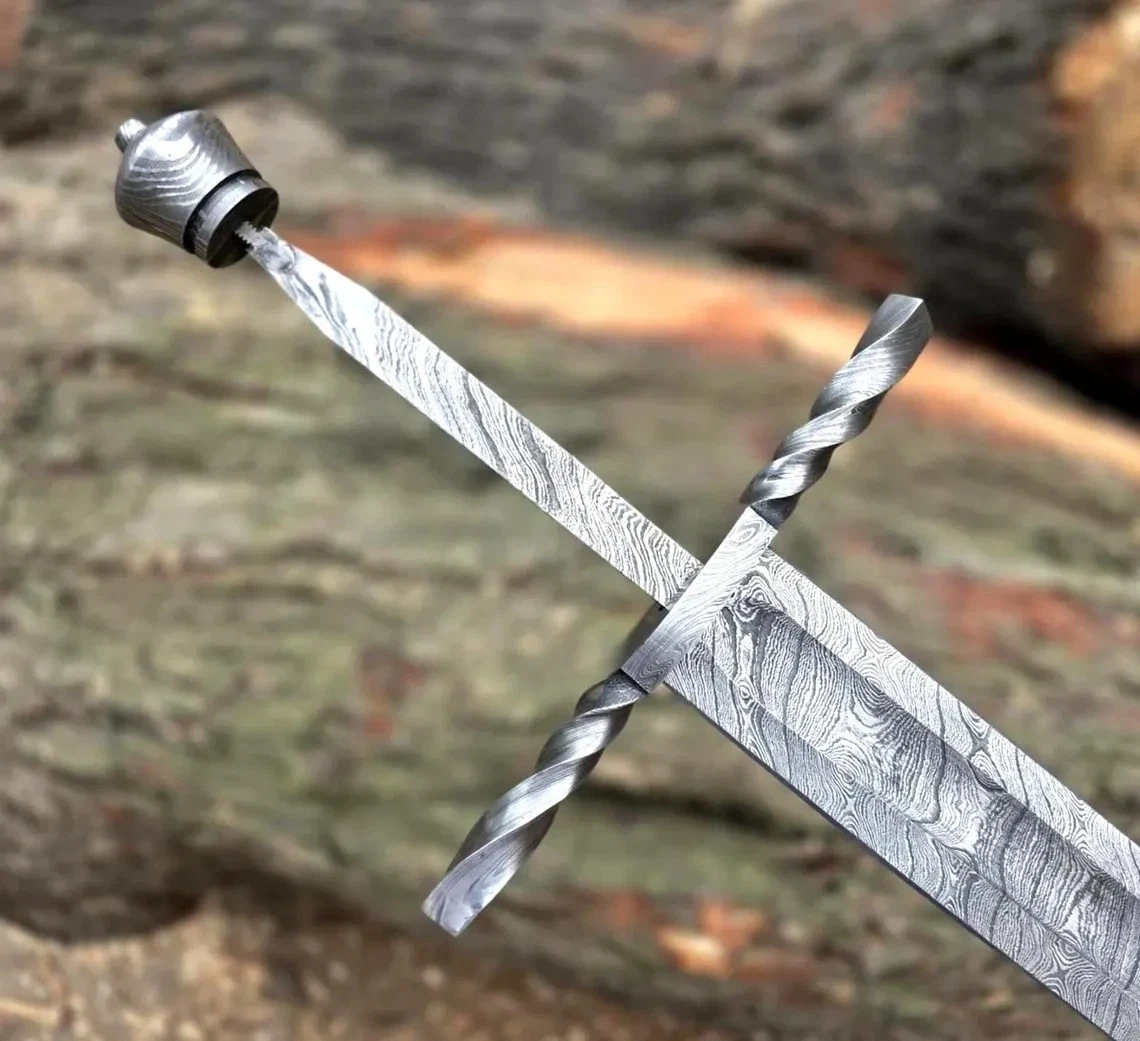 Damascus Steel Viking Sword Blank 28 Inch Full Tang Blade for Making - Image 4