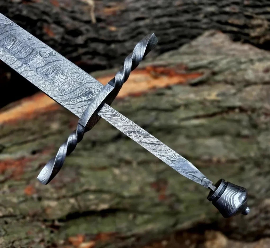 Damascus Steel Viking Sword Blank 28 Inch Full Tang Blade for Making - Image 2