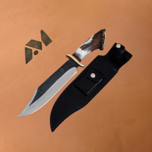 Handmade 16" Bowie Knife, High Carbon Steel Blade, Natural Horn Handle