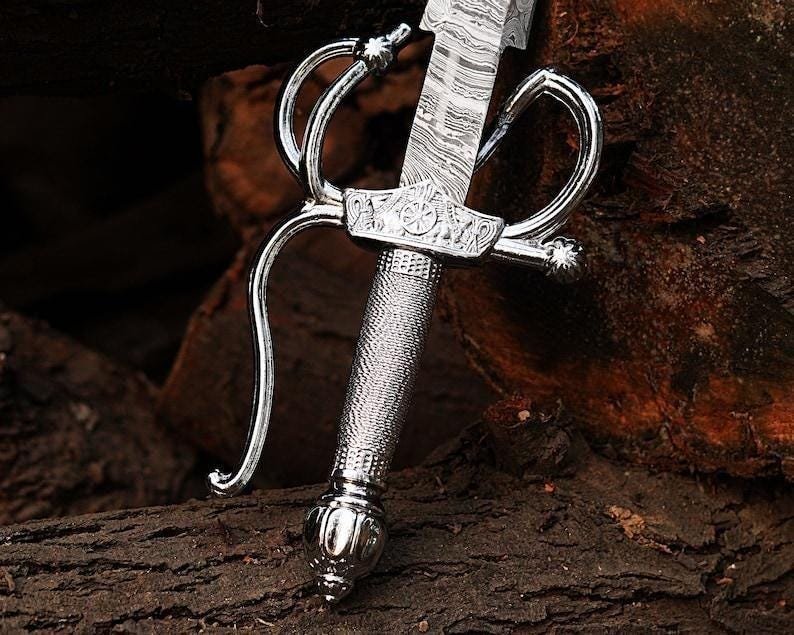 Hand-Forged Damascus Steel Zoro Sword with Leather Sheath - Cosplay Display - Image 3