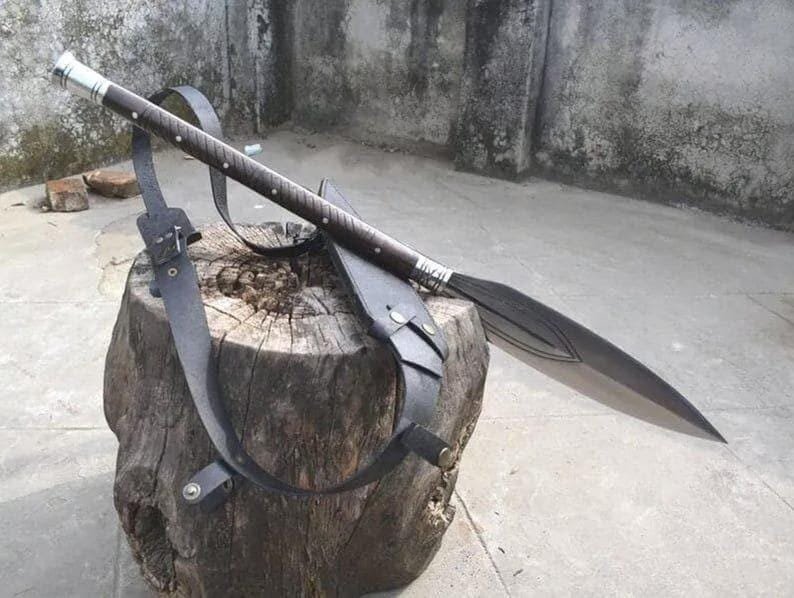 Hand-Forged Carbon Steel Hunting Spear, Viking Spear Rosewood Handle, Outdoor Gift for Him - Image 2