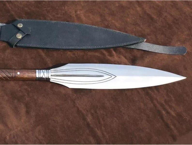 Hand-Forged Carbon Steel Hunting Spear, Viking Spear Rosewood Handle, Outdoor Gift for Him - Image 4