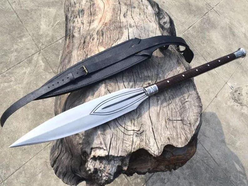 Hand-Forged Carbon Steel Hunting Spear, Viking Spear Rosewood Handle, Outdoor Gift for Him - Image 3