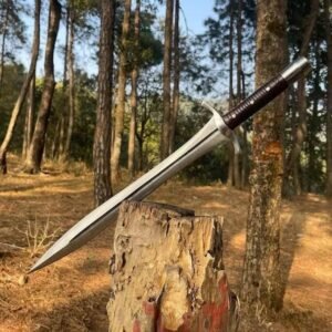 Hand-Forged Carbon Steel Viking Sword: 34" Collectible with Rosewood Handle