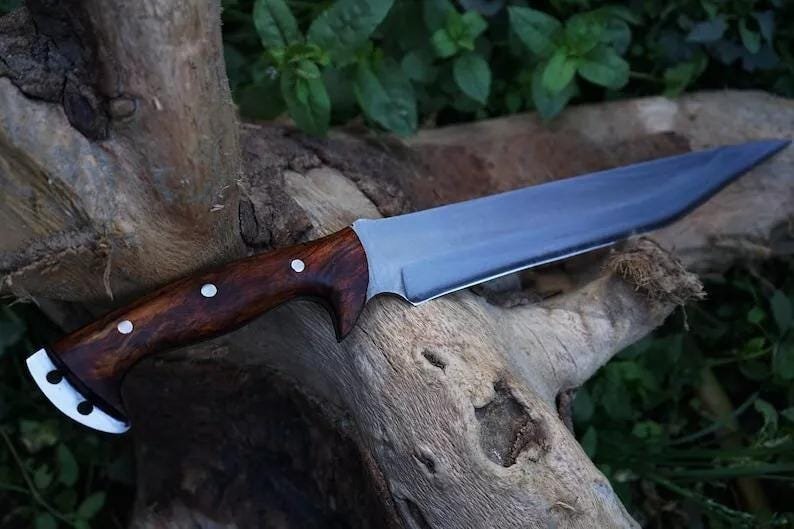 Hand-Forged Carbon Steel Machete: Rosewood Handle, Bushcraft Knife - Image 2