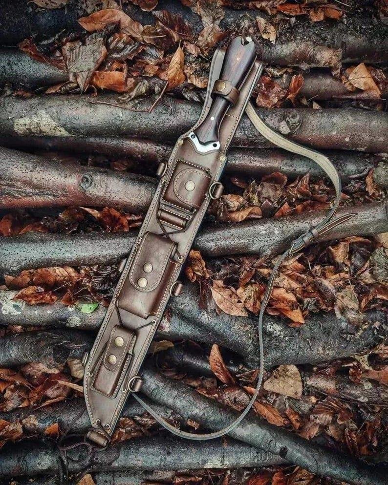 Hand Forged 5160 Steel Machete Full Tang Outdoor Knife with Sheath - Image 5