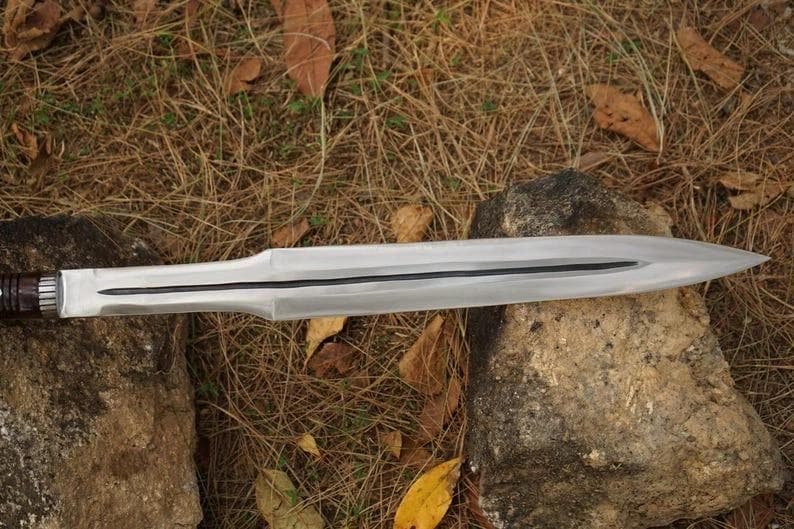 Hand-Forged Viking Spear Sword: 5160 Steel Blade W/Rosewood Handle - Image 5