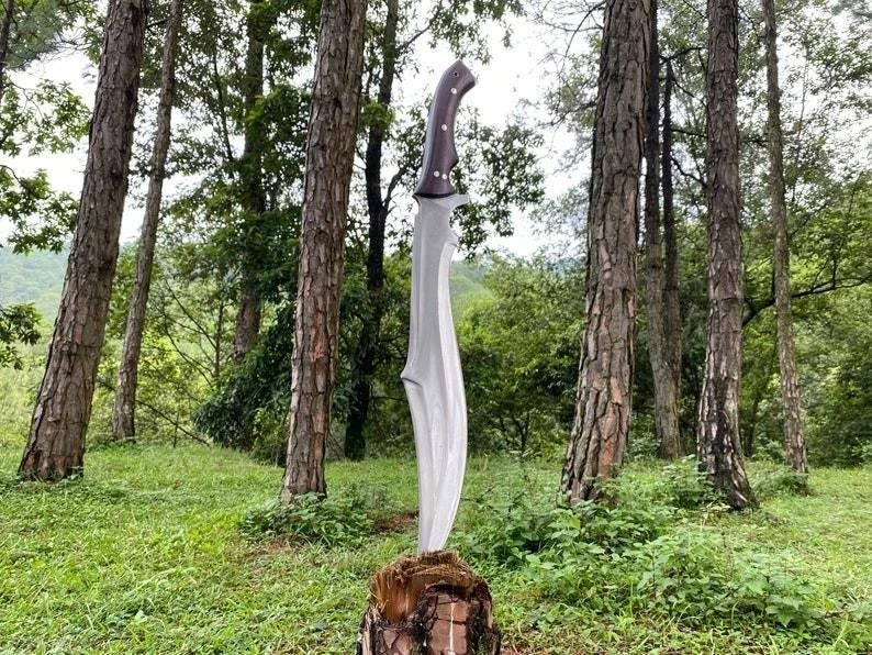 Hand-Forged Carbon Steel Machete | Rosewood Handle, Leather Sheath - Image 7