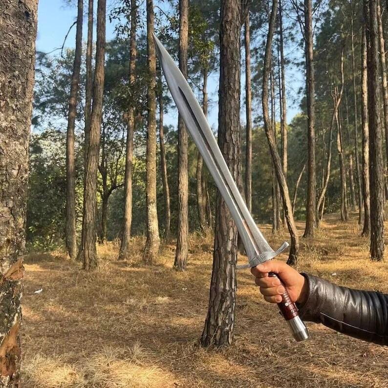 Hand-Forged Carbon Steel Viking Sword: 34" Collectible with Rosewood Handle - Image 2