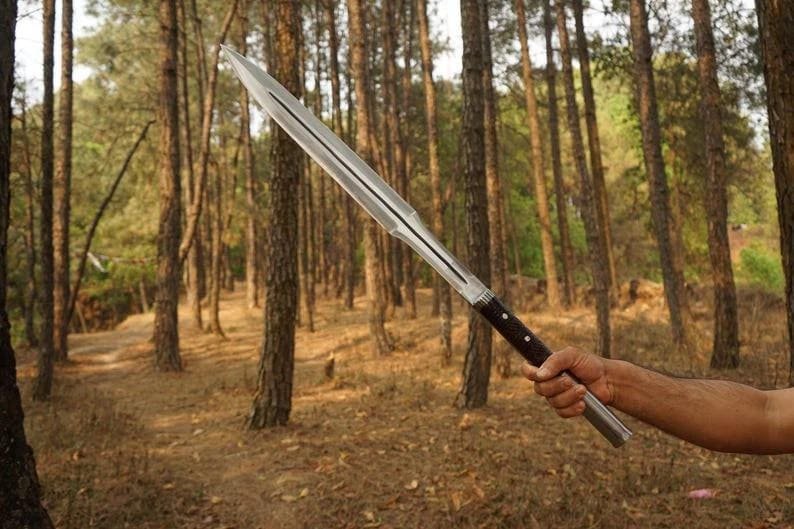 Hand-Forged Viking Spear Sword: 5160 Steel Blade W/Rosewood Handle - Image 2