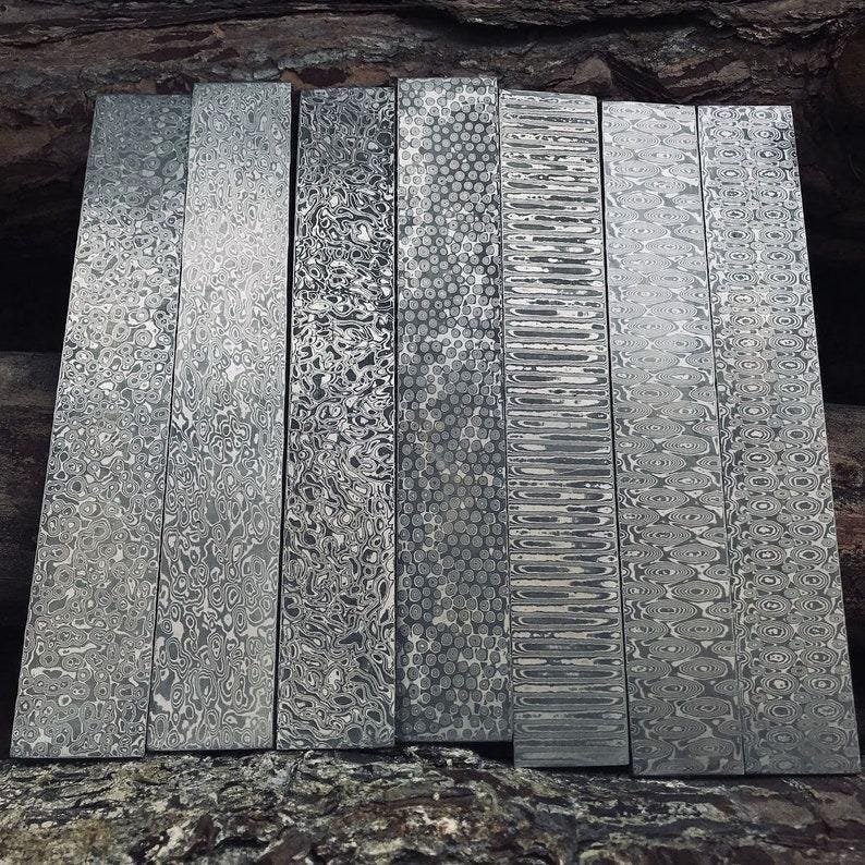 Hand-Forged Damascus Steel Billet Bar | Knife Making DIY Material | VG10 Sandwich Core