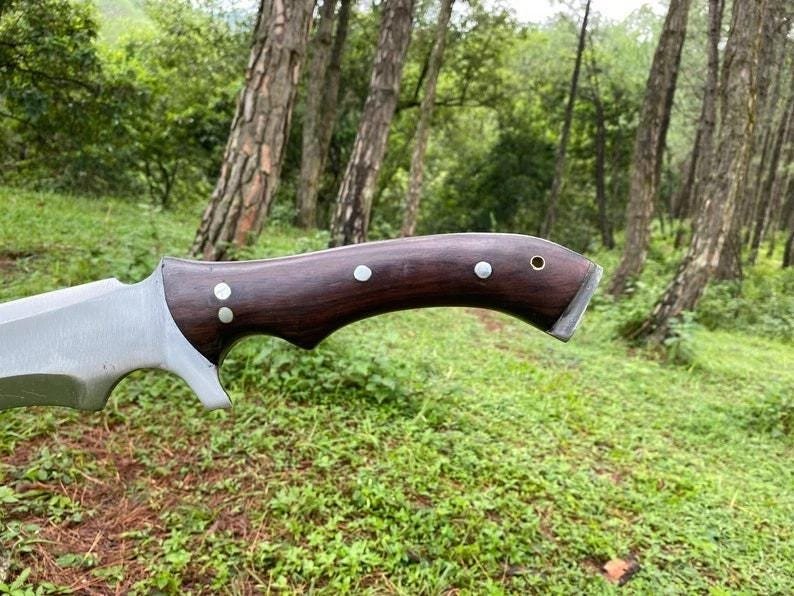 Hand-Forged Carbon Steel Machete | Rosewood Handle, Leather Sheath - Image 5