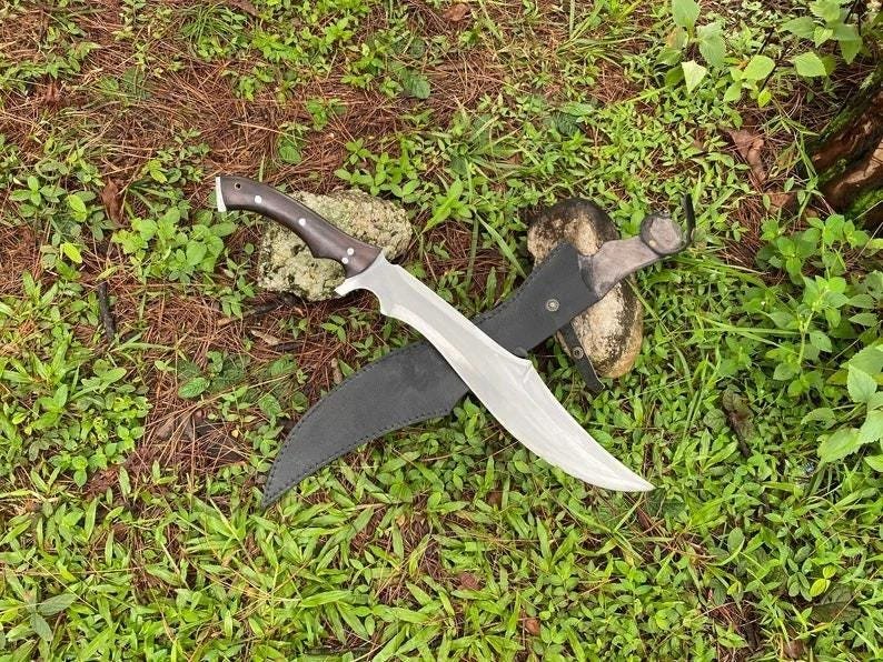 Hand-Forged Carbon Steel Machete | Rosewood Handle, Leather Sheath - Image 2