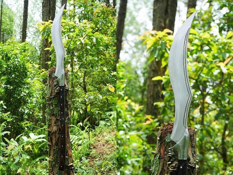 Hand-Forged Carbon Steel Machete Sword | Rosewood Handle, Hunting Blade - Image 6