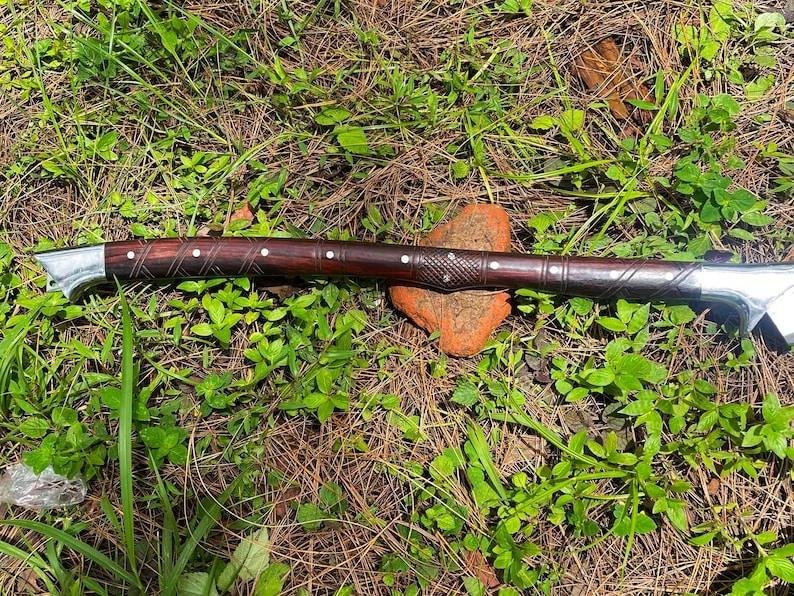 Hand-Forged Carbon Steel Machete Sword | Rosewood Handle, Hunting Blade - Image 2