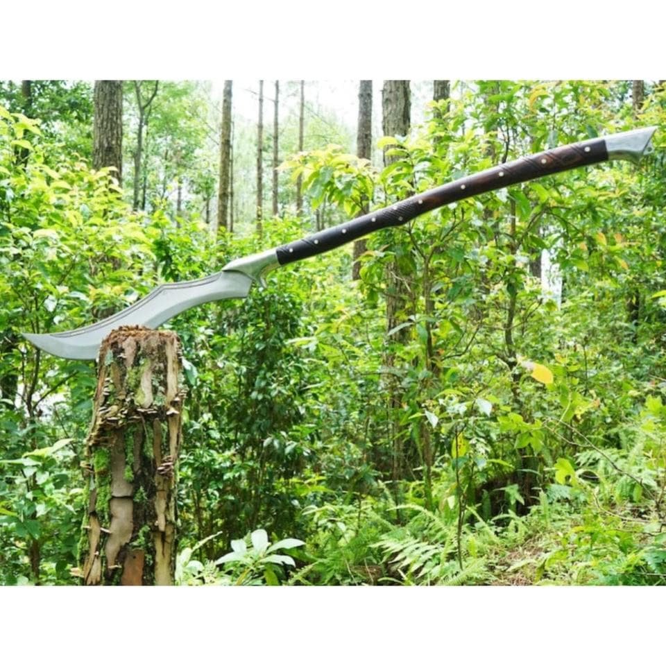 Hand-Forged Carbon Steel Machete Sword | Rosewood Handle, Hunting Blade