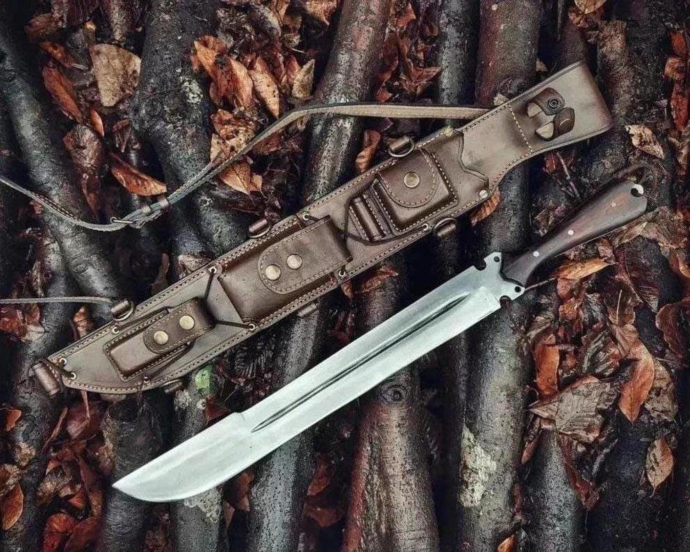 Hand Forged 5160 Steel Machete Full Tang Outdoor Knife with Sheath