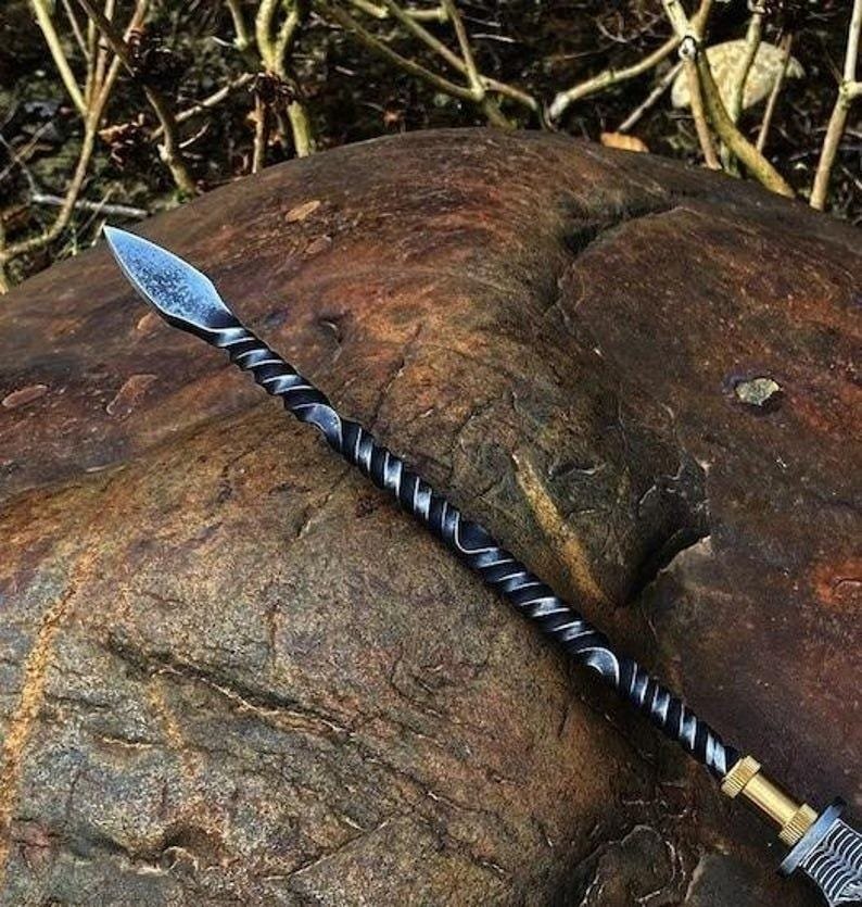 Hand Forged Carbon Steel Spear Machete 36" Survival Tool Gift - Image 3