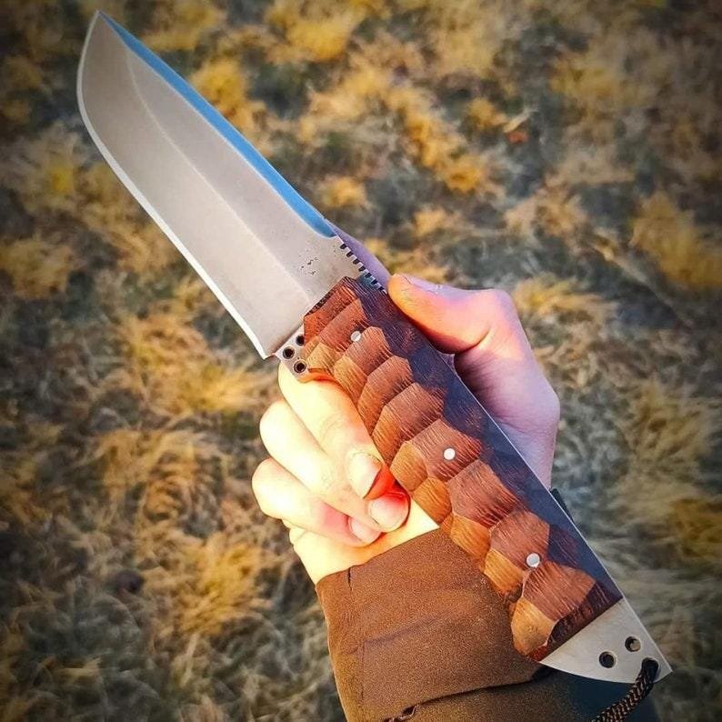 Hand-Forged 80CrV2 Camping Knife | Leather Sheath Outdoor Gift - Image 2