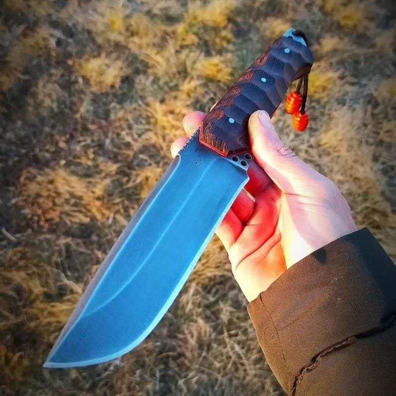 Hand-Forged 80CrV2 Camping Knife | Leather Sheath Outdoor Gift - Image 3