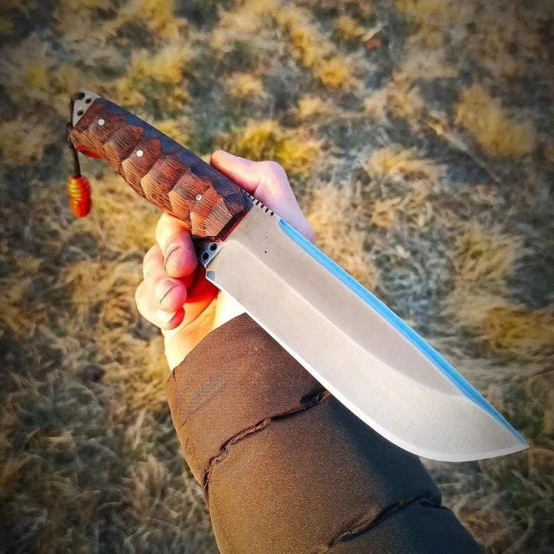 Hand-Forged 80CrV2 Camping Knife | Leather Sheath Outdoor Gift