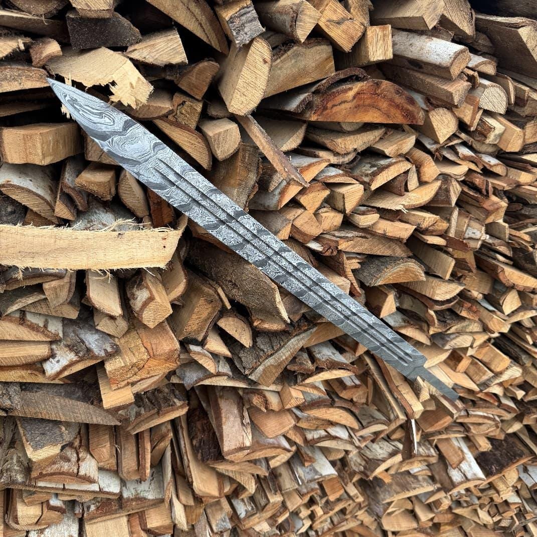 31" Damascus Steel Sword Blade Blank | Snake Pattern Forging Stock for Custom Sword Making - Image 4