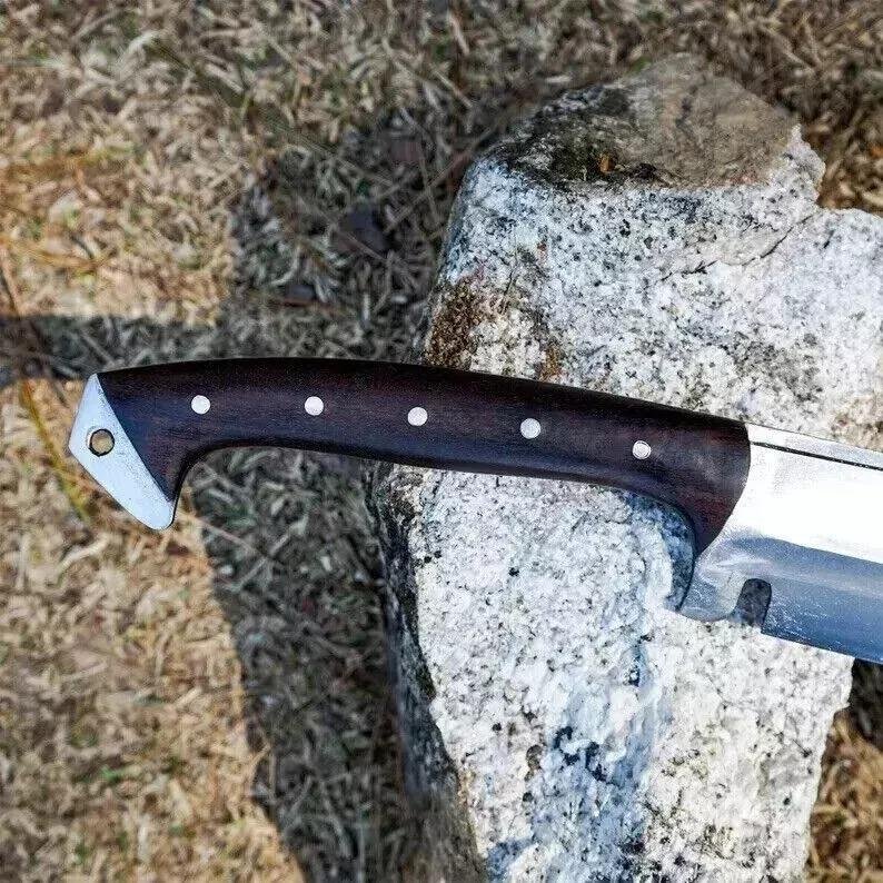 Handmade Carbon Steel Machete – 17" Outdoor Tool with Rosewood Handle - Image 3
