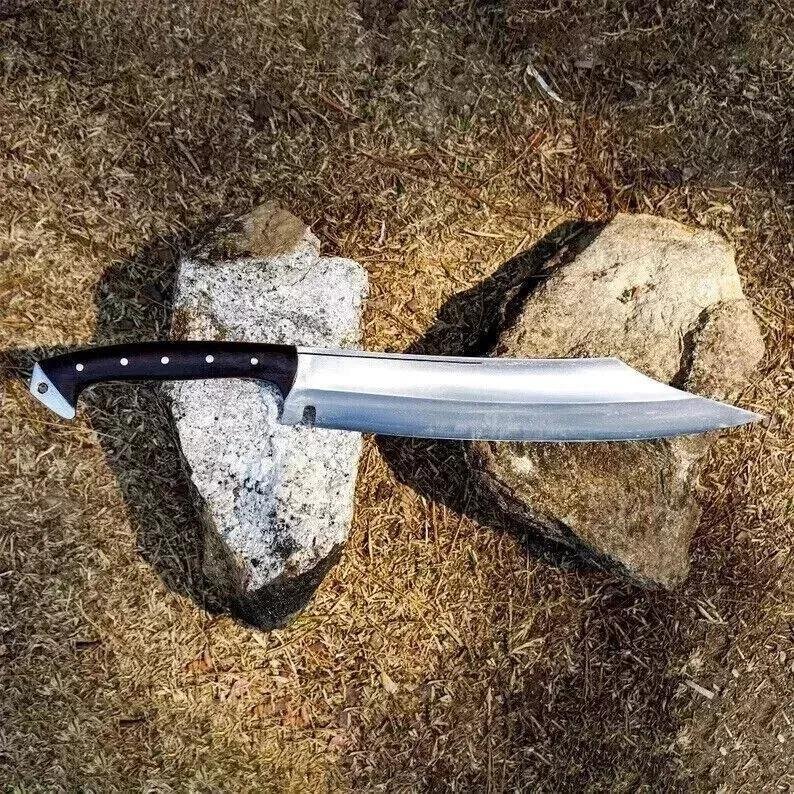 Handmade Carbon Steel Machete – 17" Outdoor Tool with Rosewood Handle - Image 4