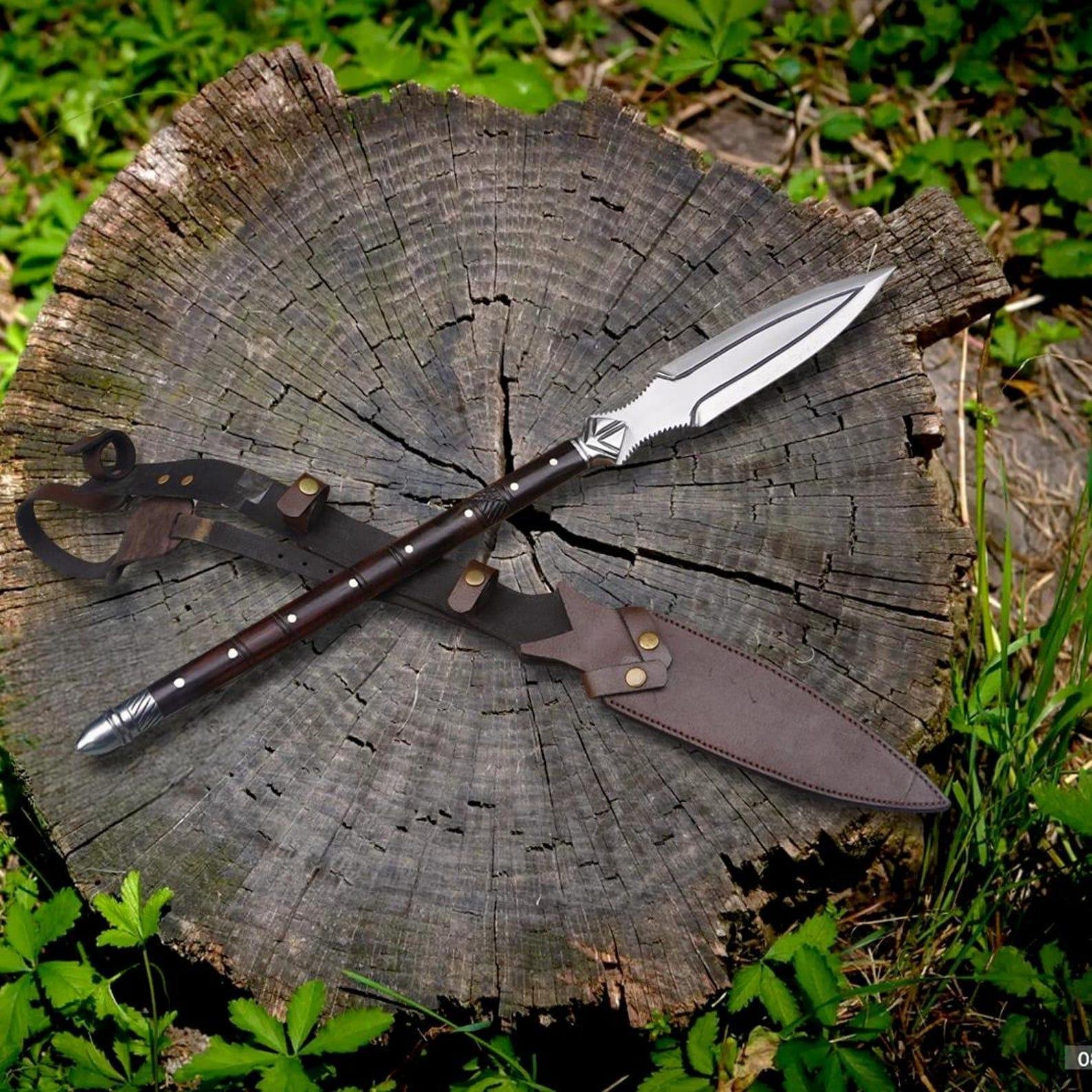 Handmade Viking Spear Replica – 35″ Carbon Steel with Rosewood Handle, Decorative Historical Collectible - Image 4