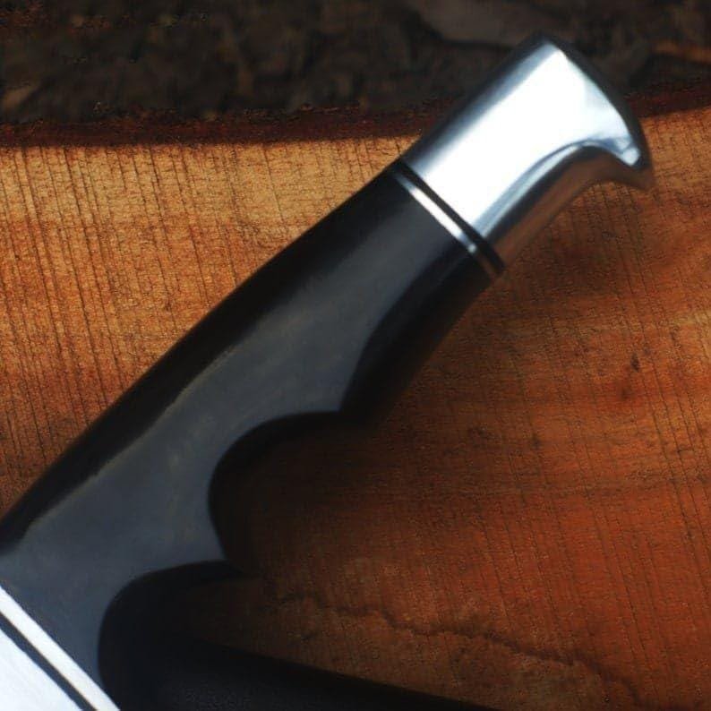 Hand Forged 1095 High Carbon Steel Bowie Knife: Rosewood Handle, Leather Sheath - Image 6