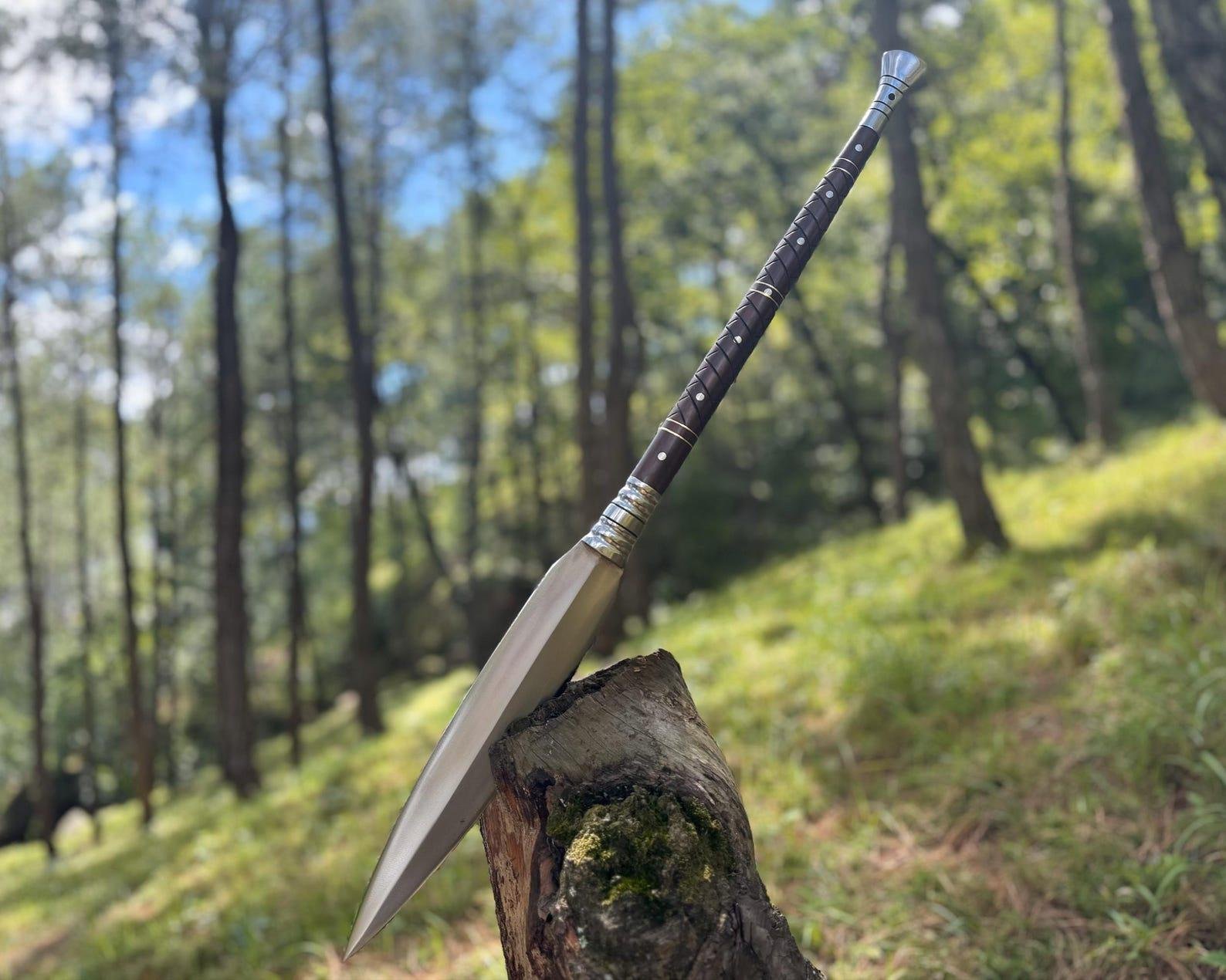 Custom made Viking Spear Sword | High Carbon Steel Blade w/Rosewood Handle - Image 3