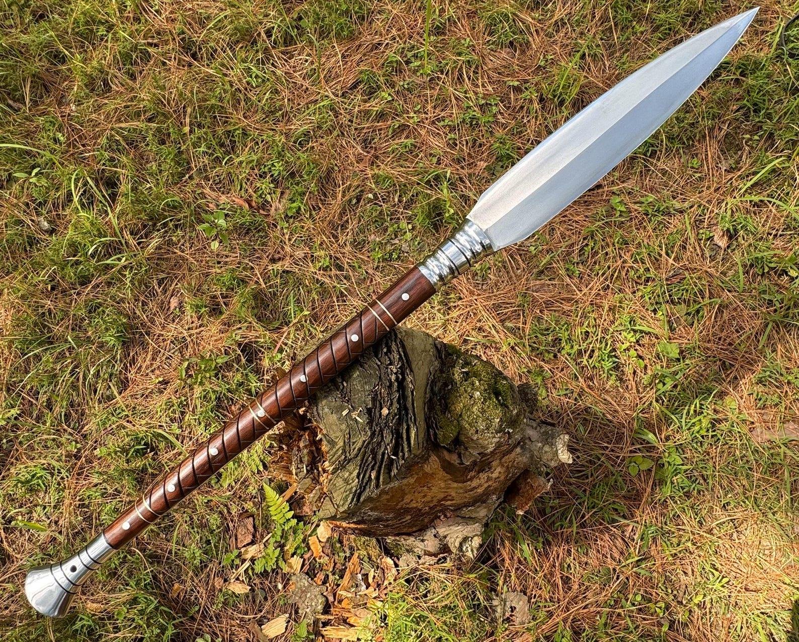 Custom made Viking Spear Sword | High Carbon Steel Blade w/Rosewood Handle - Image 2