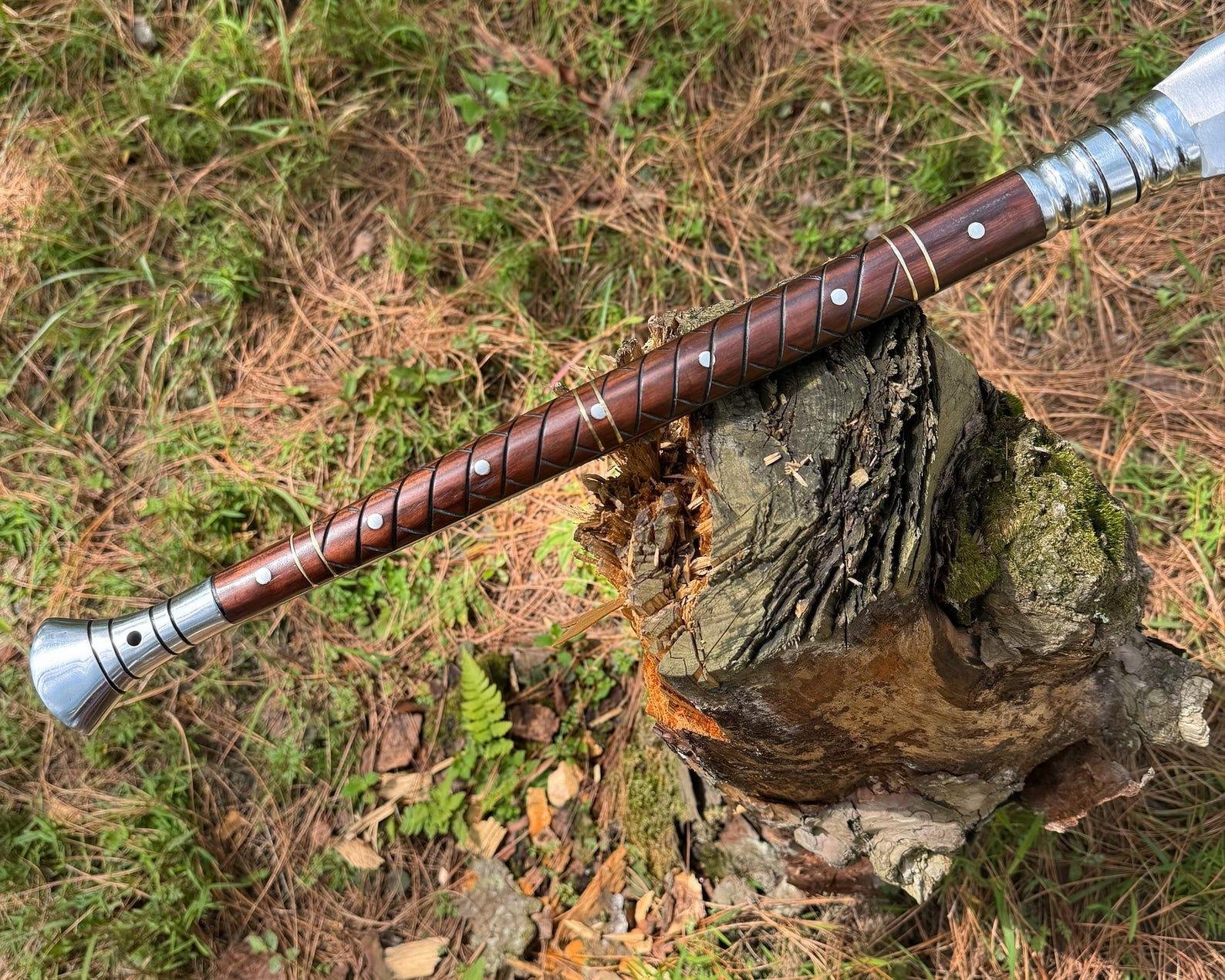 Custom made Viking Spear Sword | High Carbon Steel Blade w/Rosewood Handle - Image 5