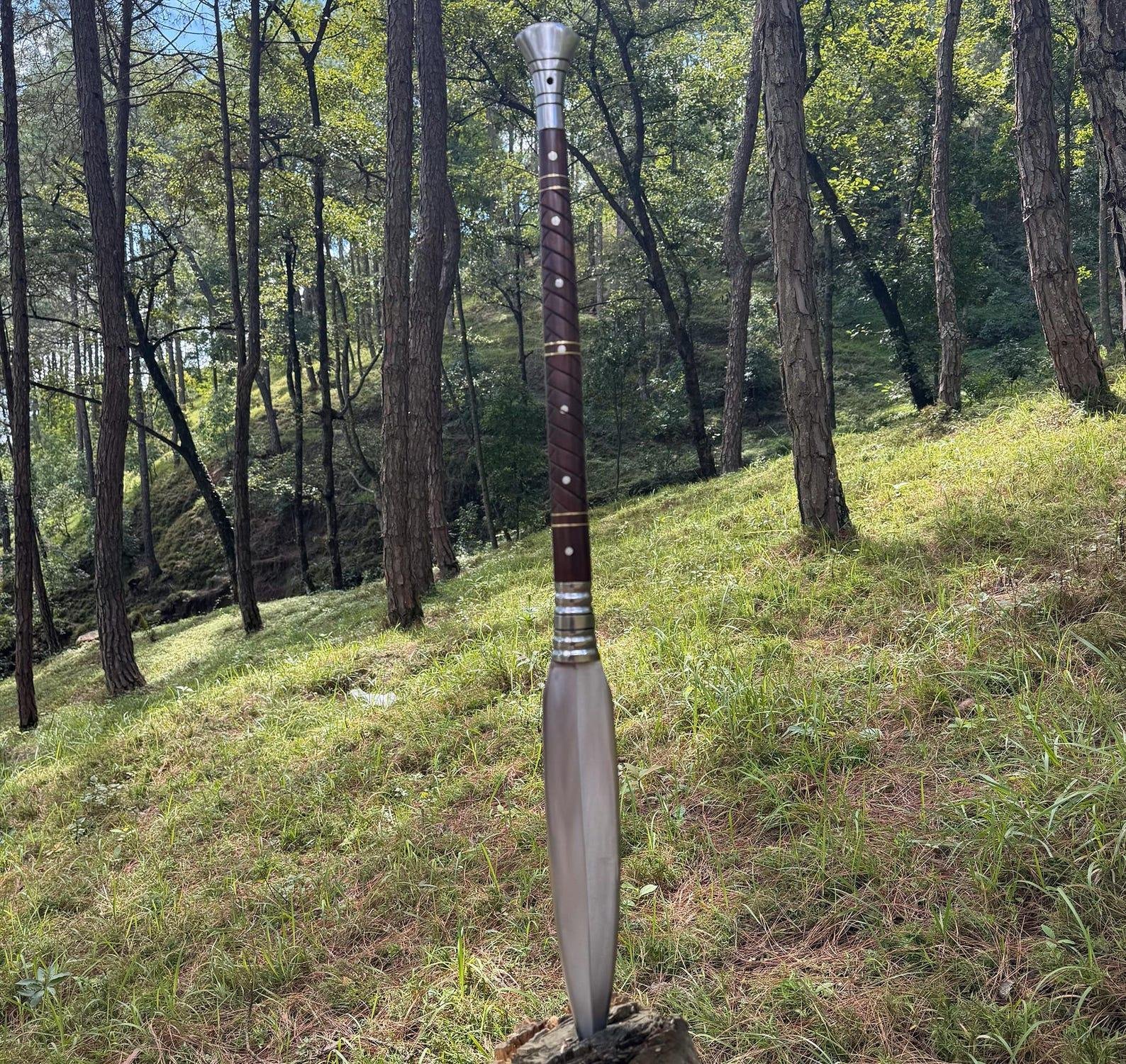 Custom made Viking Spear Sword | High Carbon Steel Blade w/Rosewood Handle - Image 7