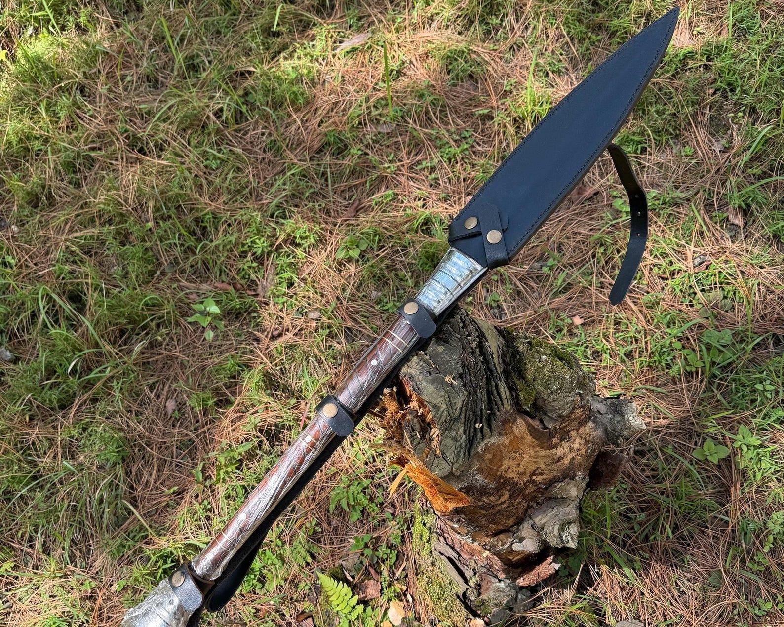 Custom made Viking Spear Sword | High Carbon Steel Blade w/Rosewood Handle - Image 4