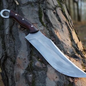 Hand-Forged Carbon Steel Bowie Knife: Collectible Rosewood Handle, Leather Sheath